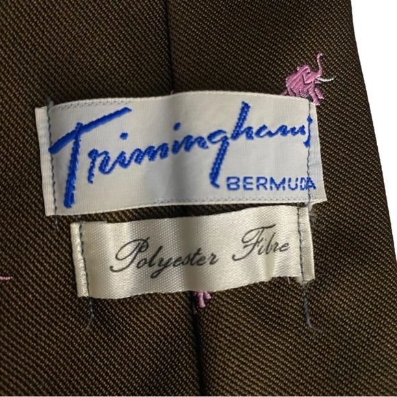 Trimingham’s Bermuda Pinup Peek-a-Boo Vintage Tie Pink Elephants Retro - Picture 3 of 5